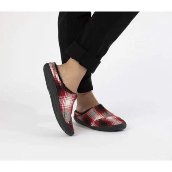 Toms Berkeley Men’s Sz 10 Slippers Red Plaid New In Box $60+ - Picture 5 of 7